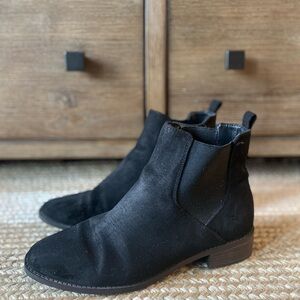 LOFT Black Suede Ankle Booties